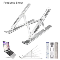 Support d'ordinateur portable pliable en alliage d'aluminium réglable, support de tablette portable, support d'ordinateur avec construction métallique