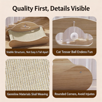 Poteau à gratter et tapis de luxe tout-en-un en sisal résistant à l'usure, anti-chute et anti-rayures pour chat, avec panneau à gratter et lit-canapé pour chat en carton