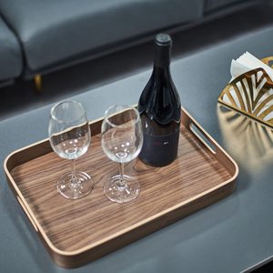 Ensemble de plateaux de service en noyer de 17 x 12 pouces avec poignées, pour lit, table basse, repas, petit-déjeuner, goûter - Product Image 3