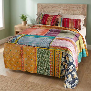 Vintage Patchwork Kantha Edredón Queen Patchwork Kantha Manta Algodón Saree Throw - Product Image 3