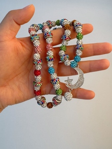 2025 שרשרת המוסלמי ירח גדול כדור דיסקו חרוזים שרשרת סוודרים שרשרת שרשרת ירח חרוזים לתפילות מוסלים - Product Image 5