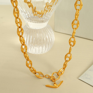Cuban Chain Anchor Necklace And <b>Bracelet</b> <b>Set</b> Zinc Alloy Unisex Party Fashion Jewelry <b>Set</b> - Product Image 2