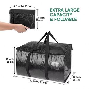 24 Gallon Black PE Woven Moving <b>Bags</b> Heavy Duty Extra Large Storage Tote <b>Bags</b> for <b>Space</b> Saving - Product Image 2