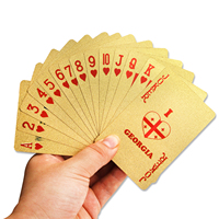 Cartes de poker personnalisées en PVC plastique imperméable de qualité supérieure, feuille d'or 24 carats, cartes de jeu en or 999,9 personnalisées
