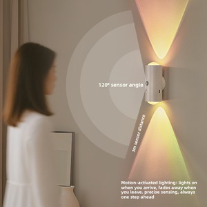 Round <b>RGB</b> Motion Sensor Light LED Cabinet Lamp Magnetic Battery Powered Home Decoration with Remote <b>Control</b> - Product Image 1