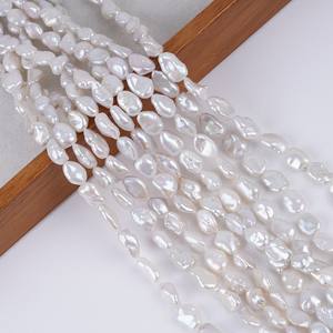 ไข่มุกน้ำจืดทรงบาร็อคสีเงินบด ขนาด 8-9 มม. รูตรง รูปทรงเคชิ สำหรับงาน DIY - Product Image 3