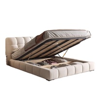 Lit King Size Moderne en Tissu Crème Blanc pour Hôtel, Ensemble de Lit Gonflable Populaire en Gros, Meubles de Chambre à Coucher, Vente Chaude