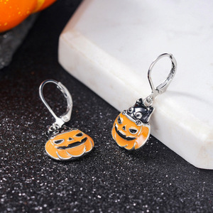 Orecchini pendenti a forma di gatto e zucca di Halloween per donna, gioielli alla moda in stile fatato - Product Image 6