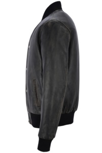 Chaqueta Varsity Personalizada 100% Cuero Nappa Negro Genuino para Hombre, Corte Clásico, Marca Privada OEM/ODM, Estilo de Lujo para el Día a Día - Product Image 3