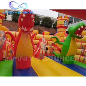 Ensemble gonflable combiné sur le thème du château des chevaliers et des dragons Funcity, toboggan fantastique, maison de saut, château gonflable pour enfants - Product Image 2