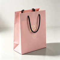 Sacs cadeaux de luxe personnalisés avec logo rose mat, laminés, en papier, avec dorure à chaud, réutilisables, imperméables et écologiques