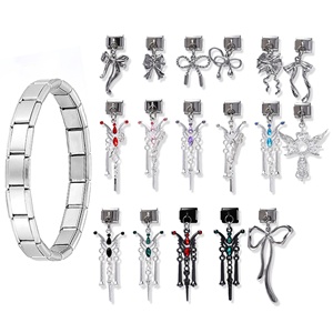 Colgante italiano de gran tamaño y colores vibrantes de acero inoxidable, en oferta, con diseño de lazo, luna y estrellas con diamantes, para pulsera de dijes italianos. - Product Image 2