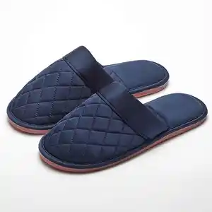 Wholesale Imitation silk men slippers couple house slipper anti slip soft indoor slippers