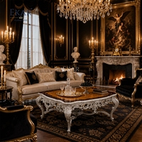 Table basse en bois de palissandre Lumiere Ivoire |   Table de luxe baroque en ivoire à festons avec plateau ajouré - EKAR