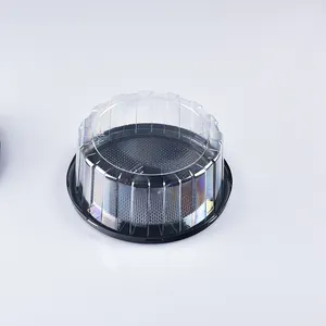 Contenitore per torta in plastica monouso a cupola trasparente da 6 10 pollici per alimenti ecologici, scatola per imballaggio per torta rotonda trasparente in PET con coperchio