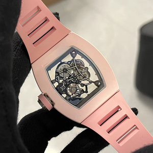 Reloj de Pulsera para Hombre, Estilo Vibrante, Caja Rosa, Correa Blanca, Esqueleto, Mecánico Automático, Luminoso, Deportivo, a la Moda, Novedad - Product Image 5