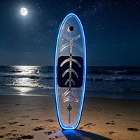 WOLANG Planche de SUP de randonnée en PC transparent avec LED, 10 couleurs au choix, 324 cm, ensemble complet avec aileron amovible pour lacs, rivières et eaux douces