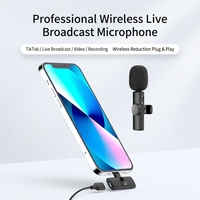 Microphone Lavalier Sans Fil Portable 2.4G Professionnel avec Réduction de Bruit LED Type C LT 1 Émetteur 2 Récepteurs pour Diffusion en Direct
