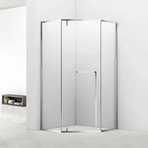 <span class=keywords><strong>Cabine</strong></span> de <span class=keywords><strong>douche</strong></span> moderne en acier inoxydable et verre trempé, avec structure en bambou chinois doré, modèle OT-910431 (4+4mm) - Product Image 1