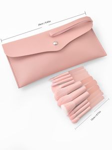 Set de <span class=keywords><strong>Brochas</strong></span> de <span class=keywords><strong>Maquillaje</strong></span> de Pelo Sintético Vegano de Alta Calidad con Logotipo Personalizado, <span class=keywords><strong>para</strong></span> Base y Sombra de Ojos, con Mango Rosa y Cuchilla Color Melocotón - Product Image 2