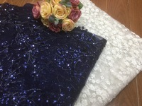 Tissu jacquard brodé en tricot DIY, 100% acrylique, résistant à l'abrasion, avec des paillettes brodées, motif d'arbre grand format, dentelle de mariage, garniture pour filles