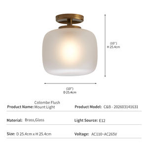 Lámpara de techo empotrada de latón Colombe, moderna nórdica, para pasillo y villa, con cristal esmerilado y LED, venta al por mayor de fábrica transfronteriza - Product Image 4