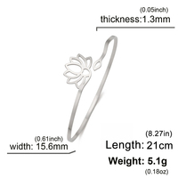 Bracelet en acier inoxydable plaqué or 18 carats motif fleur de lotus, style minimaliste, bijou de yoga et de zen, étanche et inaltérable, cadeau idéal pour elle.