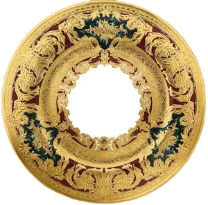 High quality new bone china ceramic embossed gold porcelain plates