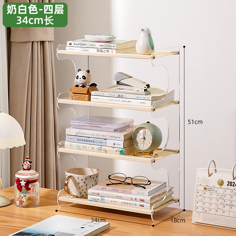 [Panneaux latéraux arrondis transparents] Blanc cassé – Quatre couches, 34 cm de long