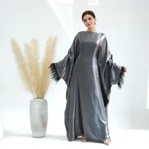 Новинка, длинные блестящие платья в стиле Абаи, большие размеры, женские мусульманские Вечерние платья, женское скромное исламское вечернее платье