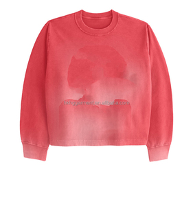 Camiseta de Hombre Personalizada de Alta Calidad, Algodón, Pintura en Aerosol, Cuello Redondo Vintage, Corte Regular, Lavado Ácido, Transpirable, Impresión DTG, Manga Larga - Product Image 1