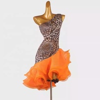 Nouvelle robe de danse latine imprimée, costume de compétition professionnel, robe de scène à épaules dénudées, jupe de danse Samba en soie/coton