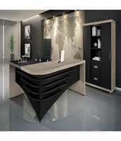 Bureau de direction moderne au design unique et incurvé, en bois/stone, garantie 10 ans pour le bureau à domicile et l'école