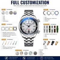 Montre de plongée automatique OEM personnalisée avec cadran gravé, mouvement NH35A, bracelet à 5 maillons, étanche 200M, lunette rotative interne, compresseur