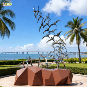 Sculpture <span class=keywords><strong>d</strong></span>'<span class=keywords><strong>oiseau</strong></span> <span class=keywords><strong>en</strong></span> acier inoxydable poli miroir pour extérieur, toit, terrasse, skyline, jardin - Product Image 5