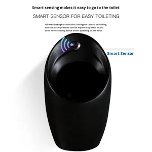 <span class=keywords><strong>Urinoir</strong></span> mural en céramique carré <span class=keywords><strong>noir</strong></span> <span class=keywords><strong>mat</strong></span> nordique moderne facile à nettoyer pour adulte pour l'ingénierie de salle de bain d'hôtel - Product Image 2