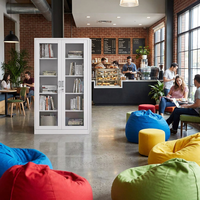 Armoire de classement en acier à 2 portes avec porte en verre, verrouillable, pour le rangement des dossiers au bureau ou à la maison, organisateur de documents