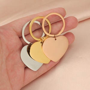 Wholesale Handmade DIY <b>Heart</b> Pendant Custom logo High Polished Stainless Steel <b>Heart</b> Pendant Keychain - Product Image 3