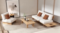 Table basse console rectangulaire moderne en bois massif de frêne avec bord naturel, table centrale de canapé, mobilier de salon en bois durable