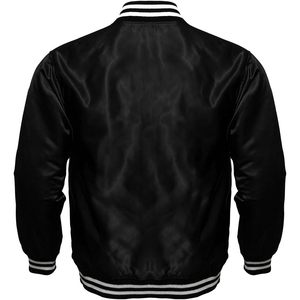 Women Bomber <b>Jacket</b> Satin Polyester Regular Sleeve <b>Zip</b> <b>Up</b> Casual Coat - Product Image 3