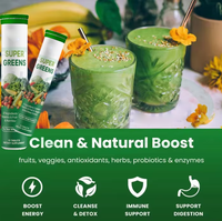 Complément alimentaire biologique Superfood Super Green et Probiotique, multivitamines quotidiennes aux fruits et légumes, comprimés effervescents Super Greens