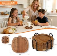 Sous-verres en bois d'acacia en forme de citrouille, très demandés, pour accessoires de bar à café et décoration de table