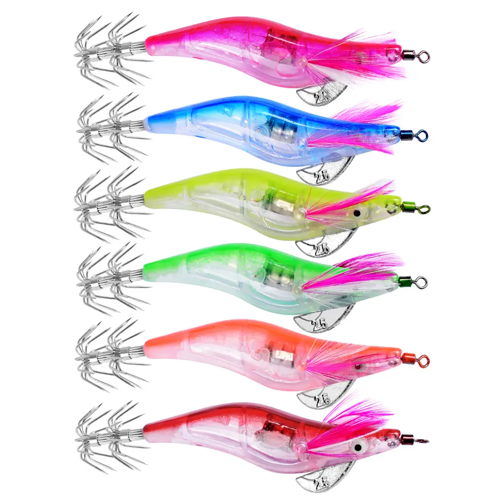 Nuovo gambero calamari lampeggiante Led Jig, ganci Yamashita Squid Jig 10cm 12.2g 2.5 # esca per calamari