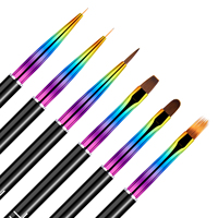 Nouveau design de brosses à ongles en gel Virole arc-en-ciel Ensemble de brosses d'art pour ongles en nylon avec logo personnalisé