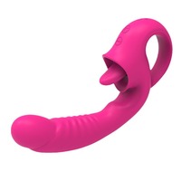 Vibrateur électrique portatif pour usage personnel, avec lumière changeante de couleur et effet de léchage langue, pour femmes, style insertion.