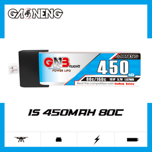 Gnb gaoneng 450mAh 1S 3.7V 160C 80C PH2.0หัวพลาสติก RC LiPo แบตเตอรี่ลิเธียมโพลิเมอร์ชนิดยาว - Product Image 2