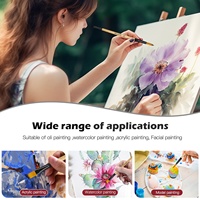 Lot de 4 pinceaux écologiques en poils synthétiques pour artistes, à têtes plates, rondes, angulaires et en forme de filbert, pour peinture acrylique et aquarelle