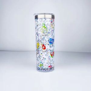 20oz <b>Glitter</b> Snow Globe Tumbler Sublimation Blank, 304 Stainless Steel Inner Outer PC Plastic Daily Outdoor <b>Drinking</b> Cup - Product Image 1