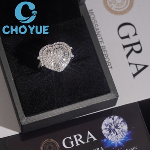 Anillo de Corazón con Moissanita Baguette Iced Out, Plata de Ley 925 Sólida, Joyería Hip Hop Personalizada, Anillo de Diamante Moissanita VVS - Product Image 6