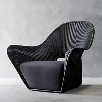 Chaise longue d'extérieur en rotin synthétique, fauteuil de jardin en osier PE, siège de balcon, style nordique